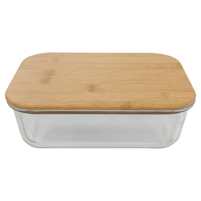 Rectangle Glass Container with Bamboo Lid