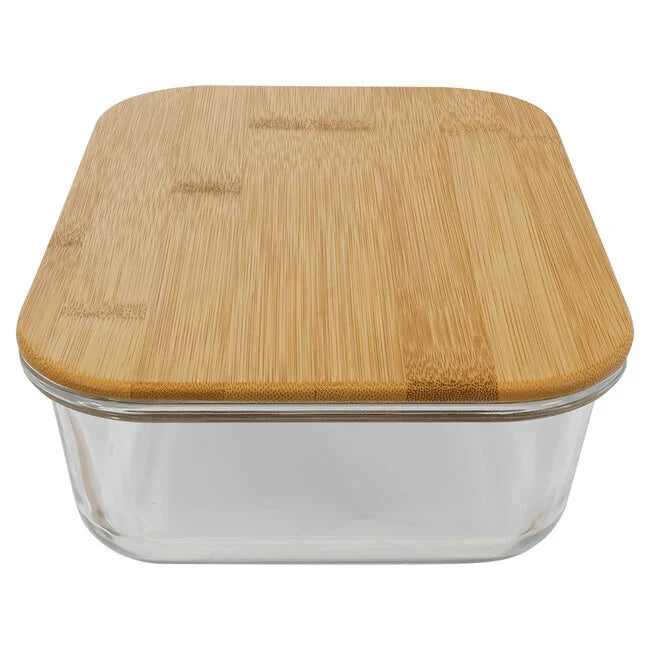Rectangle Glass Container with Bamboo Lid