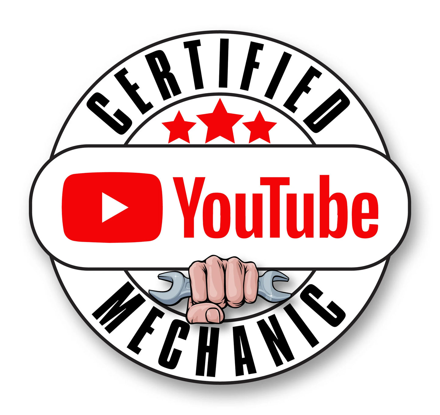Certified YouTube Mechanic Sticker - Humorous Decal for Car Enthusiasts, 5 inches