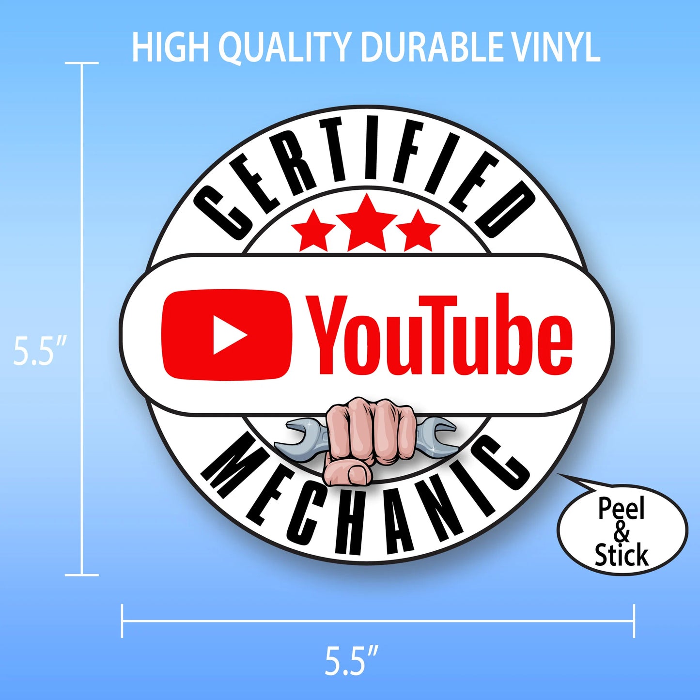Certified YouTube Mechanic Sticker - Humorous Decal for Car Enthusiasts, 5 inches
