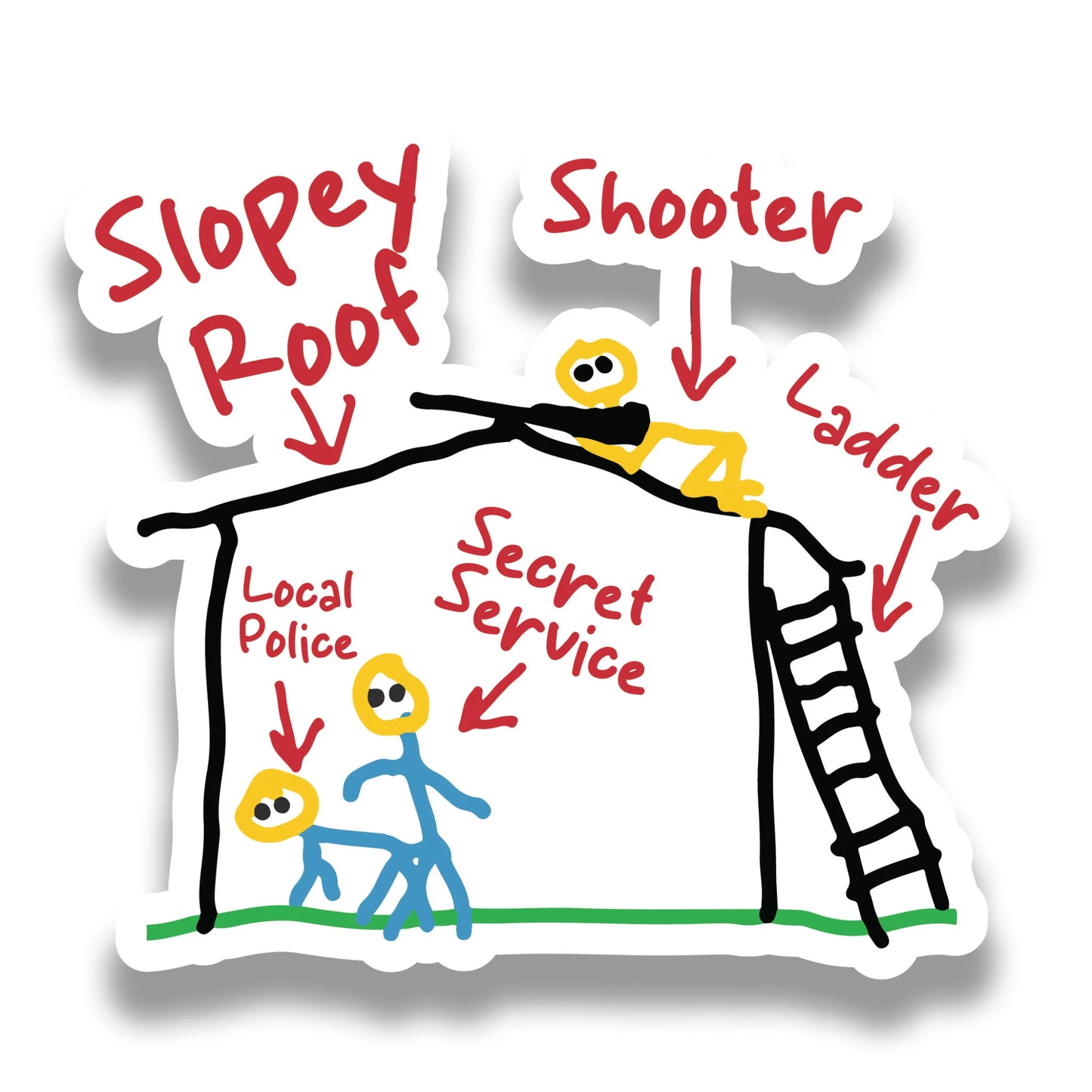 Shooter on a Slopey Roof - Funny Secret Service Sticker