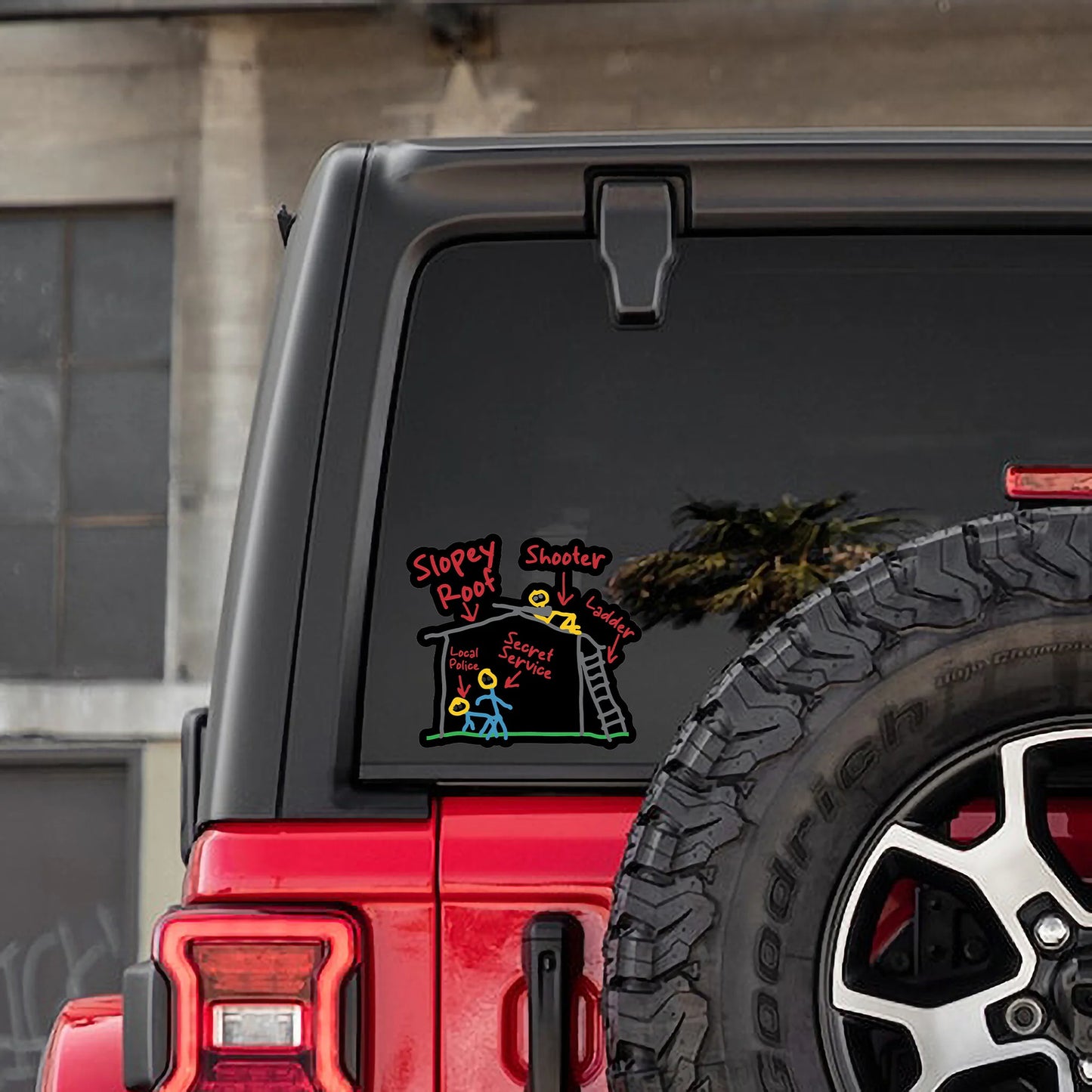 Shooter on a Slopey Roof - Funny Secret Service Sticker