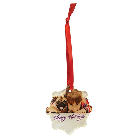 3" Snowflake Acrylic Ornament with Red Ribbon