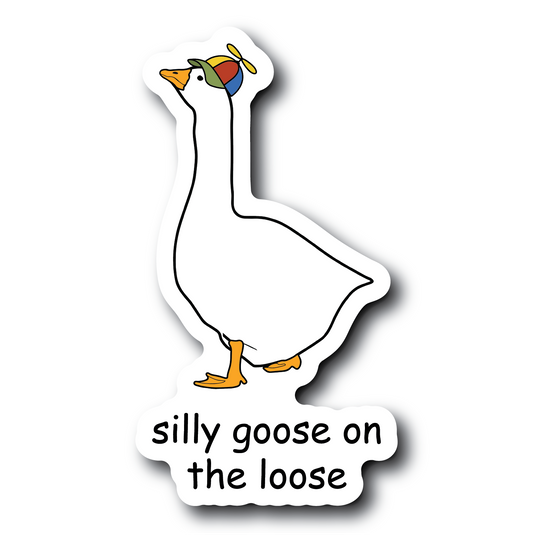 Silly Goose on The Loose Funny Sticker - Humorous Vinyl Decal - 4.5-inch Car and Laptop Sticker