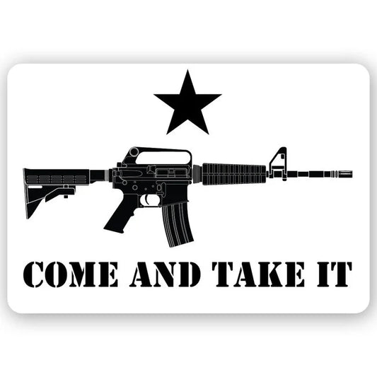 "Come And Take It" Sticker with Rifle and Stars - 4" Wide